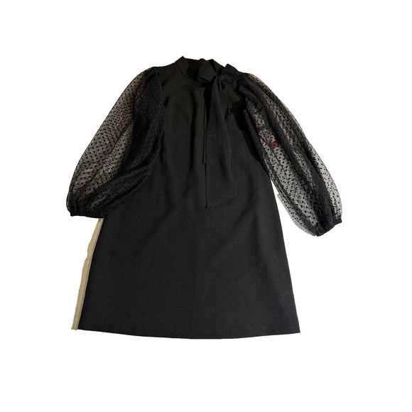 Vince Camuto Women's Mesh Dot Sleeve Shift Dress Black Size 6 VC1M0271 Party - Picture 1 of 12